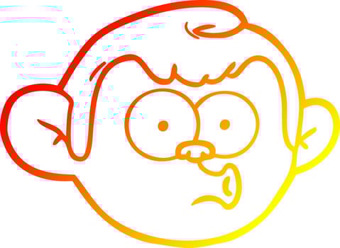 warm gradient line drawing cartoon monkey face vector