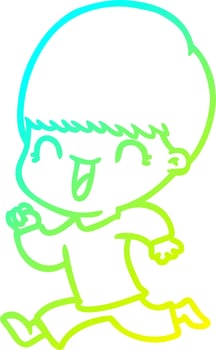 cold gradient line drawing happy cartoon boy vector