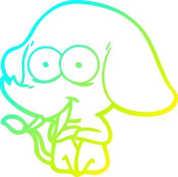 cold gradient line drawing happy cartoon elephant vector