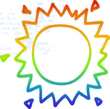 rainbow gradient line drawing cartoon sun vector