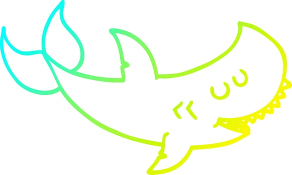 cold gradient line drawing cartoon shark vector