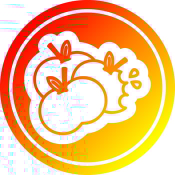 juicy apples circular in hot gradient spectrum vector