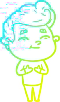 cold gradient line drawing happy cartoon man vector