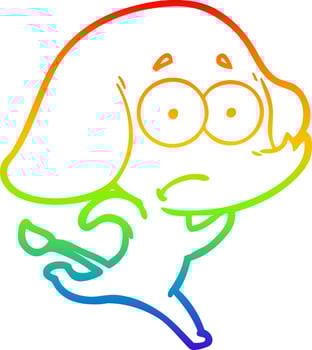 rainbow gradient line drawing cartoon unsure elephant running away vector