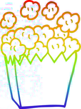 rainbow gradient line drawing cartoon cinema popcorn vector