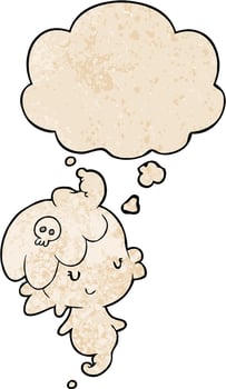 cartoon ghost and thought bubble in grunge texture pattern style vector