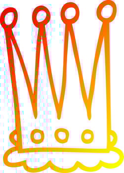 warm gradient line drawing cartoon crown vector