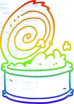rainbow gradient line drawing cartoon canned fish vector
