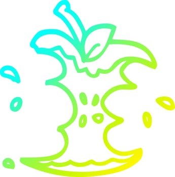 cold gradient line drawing cartoon juicy bitten apple vector