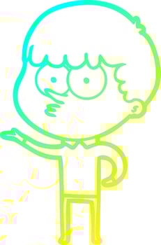 cold gradient line drawing cartoon curious boy vector