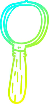 cold gradient line drawing cartoon magnifying glass vector