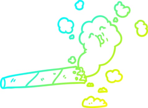 cold gradient line drawing cartoon smoking cigarette vector