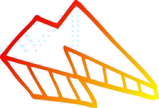 warm gradient line drawing cartoon lightening bolt vector