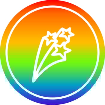 shooting stars circular in rainbow spectrum vector