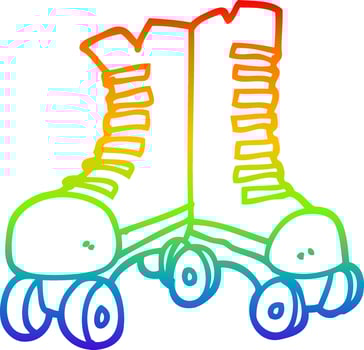 rainbow gradient line drawing cartoon roller boots vector