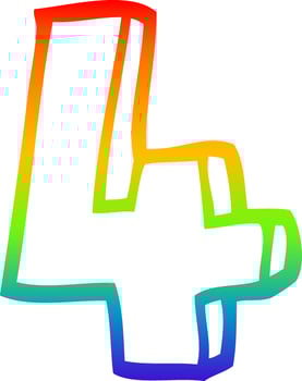 rainbow gradient line drawing cartoon number four vector