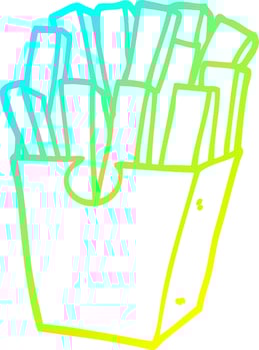 cold gradient line drawing cartoon takeout fries vector