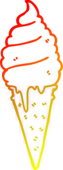 warm gradient line drawing cartoon ice cream vector