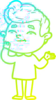cold gradient line drawing happy cartoon man vector