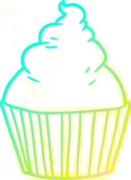 cold gradient line drawing cartoon cup cake vector