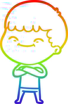 rainbow gradient line drawing cartoon happy boy vector