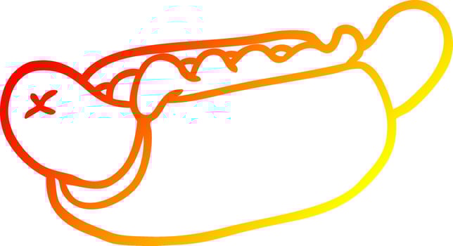 warm gradient line drawing fresh tasty hot dog vector