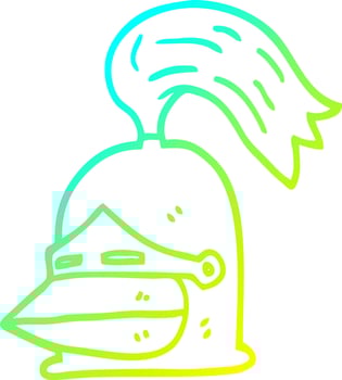 cold gradient line drawing cartoon knight helmet vector
