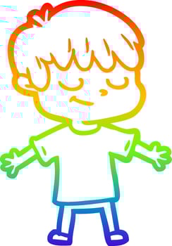 rainbow gradient line drawing cartoon happy boy vector