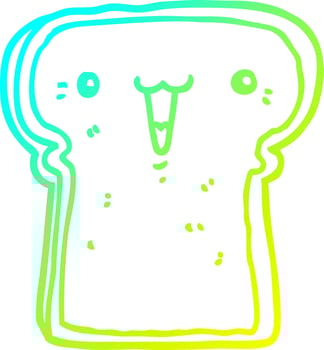 cold gradient line drawing cute cartoon toast vector