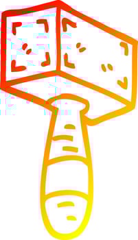warm gradient line drawing cartoon hammer vector