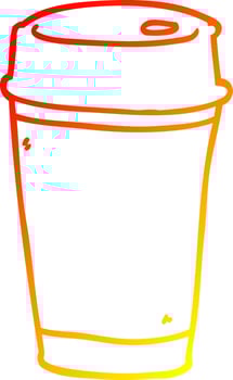 warm gradient line drawing cartoon coffee cup vector