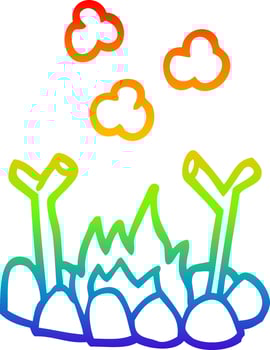 rainbow gradient line drawing cartoon camp fire vector