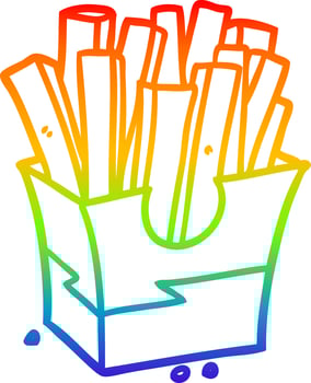 rainbow gradient line drawing junk food fries vector