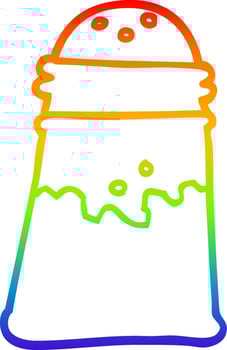 rainbow gradient line drawing cartoon salt shaker vector