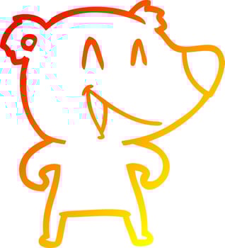 warm gradient line drawing laughing bear cartoon vector