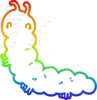 rainbow gradient line drawing cartoon caterpillar vector