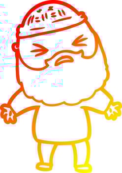 warm gradient line drawing cartoon man with beard vector