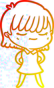 warm gradient line drawing cartoon woman vector