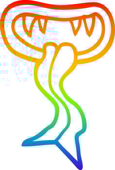 rainbow gradient line drawing cartoon monster mouth vector