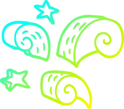 cold gradient line drawing cartoon decorative spiral element vector
