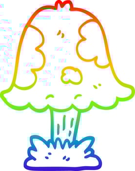 rainbow gradient line drawing cartoon mushroom vector