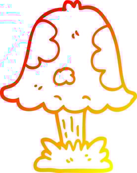 warm gradient line drawing cartoon mushroom vector