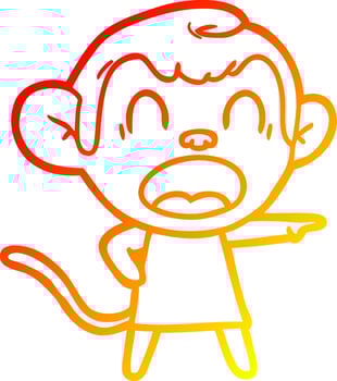 warm gradient line drawing shouting cartoon monkey pointing vector
