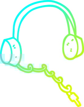 cold gradient line drawing cartoon headphones vector