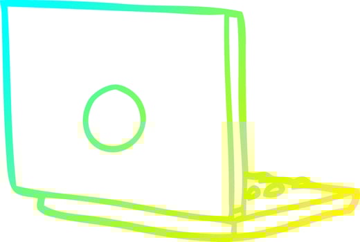 cold gradient line drawing laptop computer vector