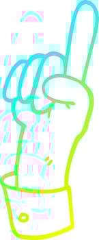 cold gradient line drawing cartoon pointing hand vector