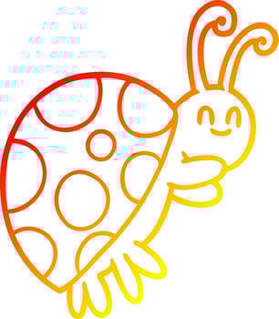 warm gradient line drawing cute cartoon ladybug vector