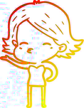 warm gradient line drawing cartoon woman vector