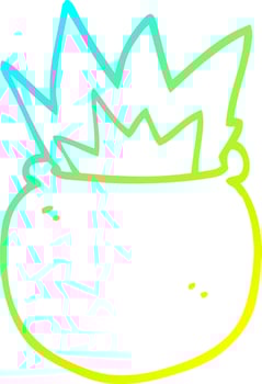 cold gradient line drawing cartoon exploding cauldron vector