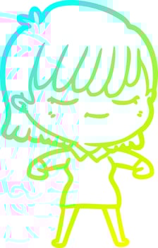 cold gradient line drawing cartoon woman vector